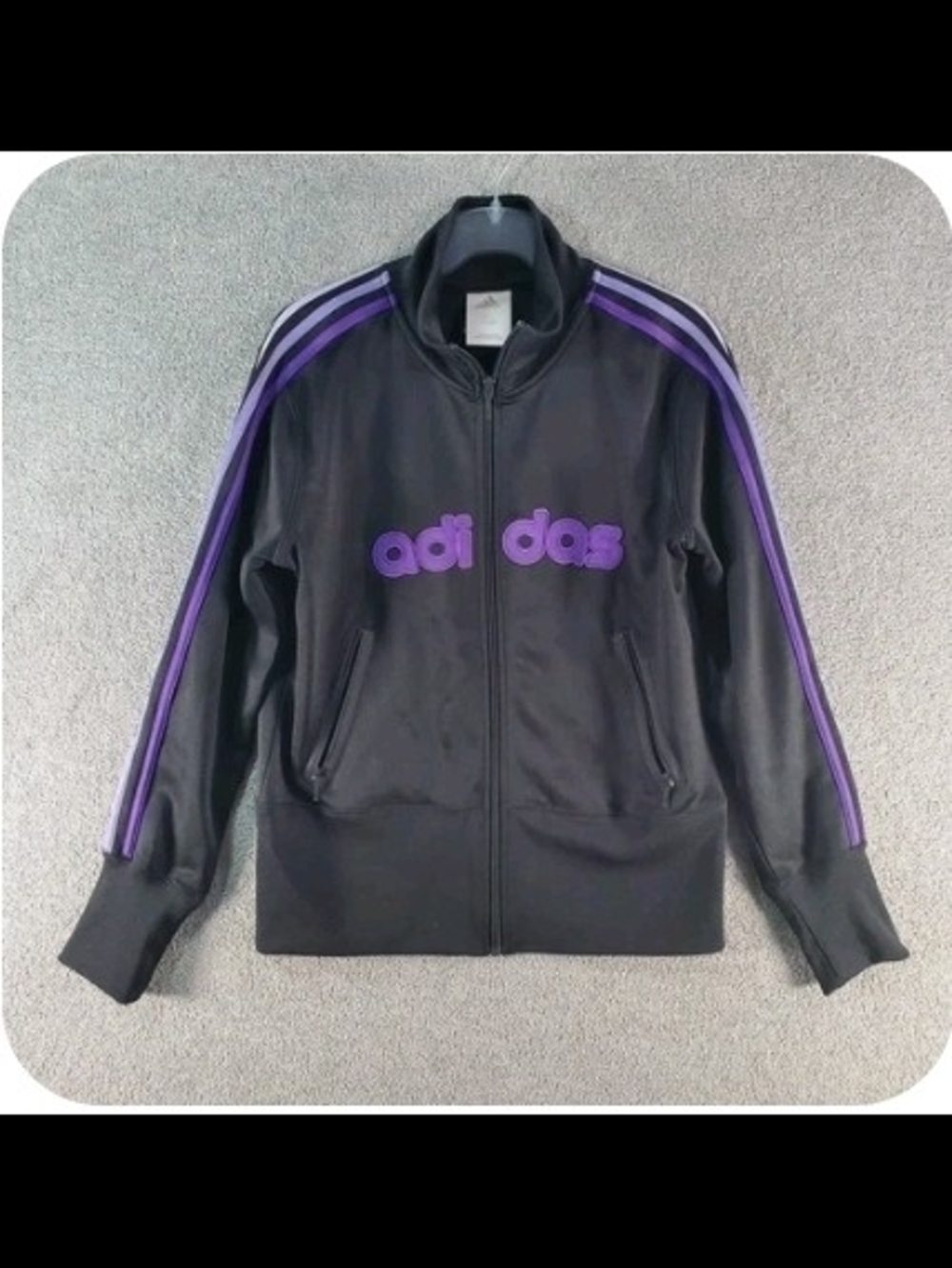 Adidas Black Track Jacket with Purple Accents